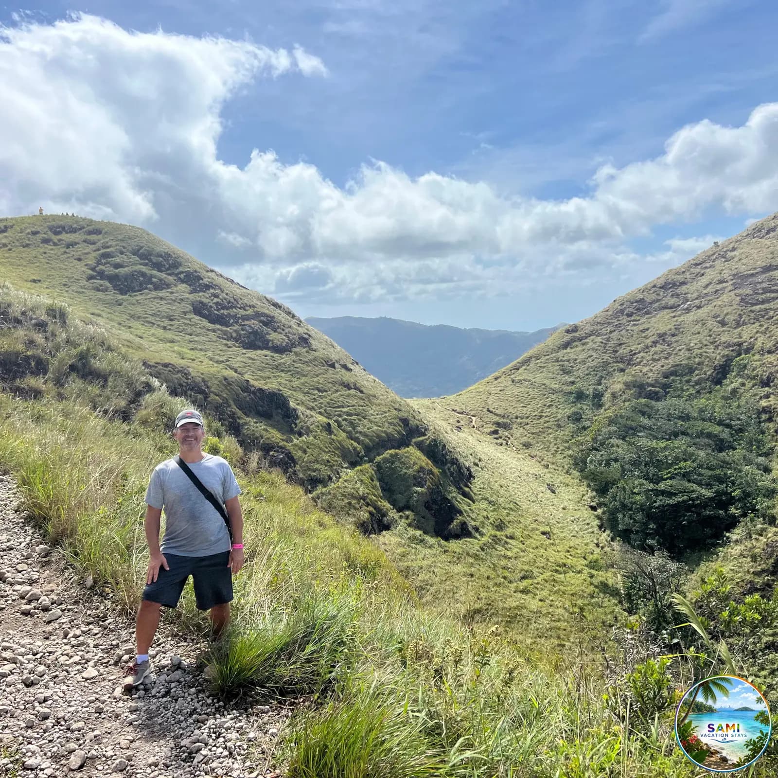 Mountain hiking trail overlooking a valley