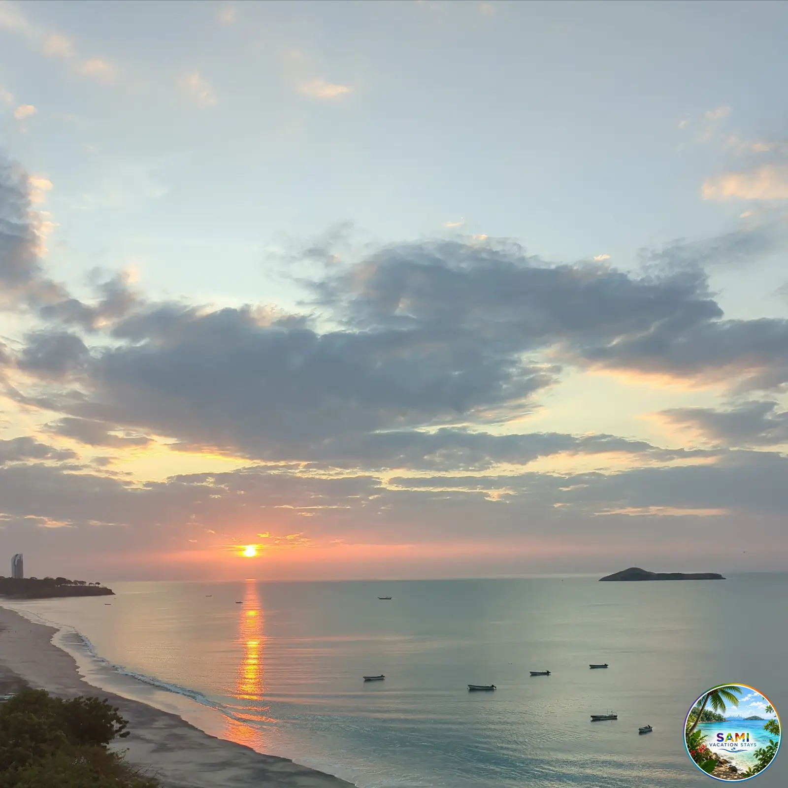 Sunset view over a Panama beach