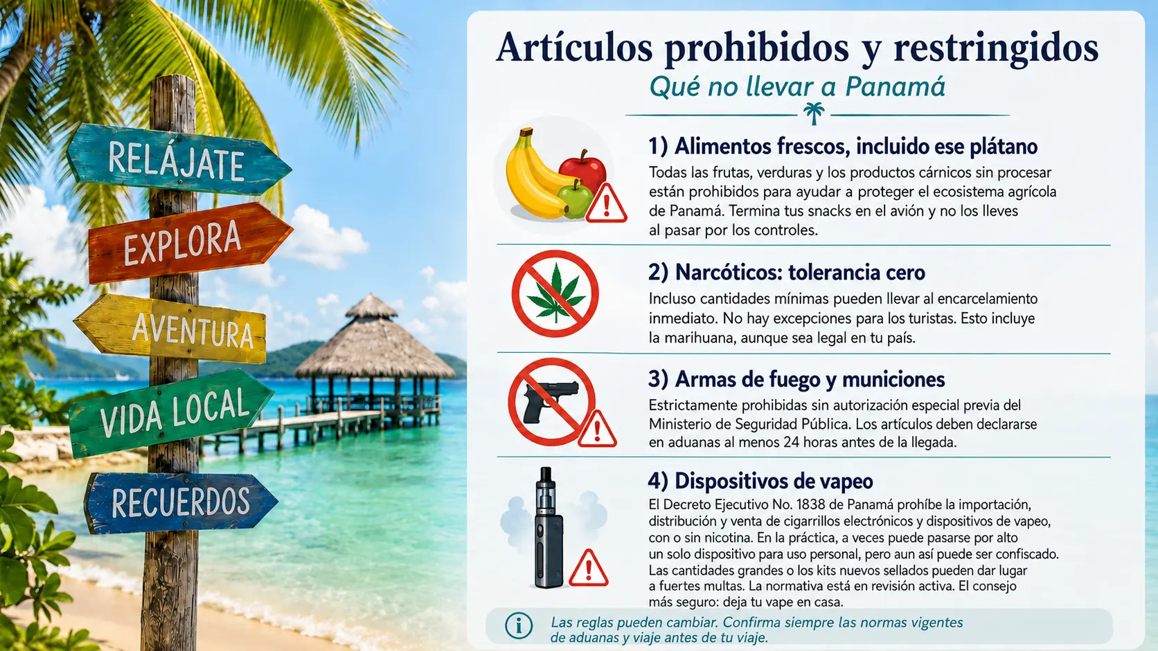 Artículos prohibidos y restringidos al volar a Panamá