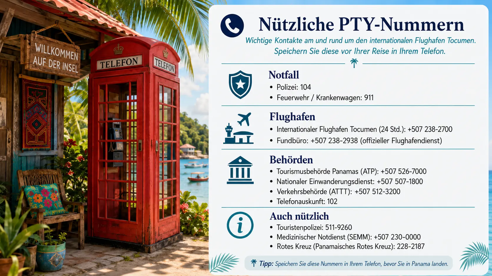 Nützliche PTY-Rufnummern für den internationalen Flughafen Tocumen