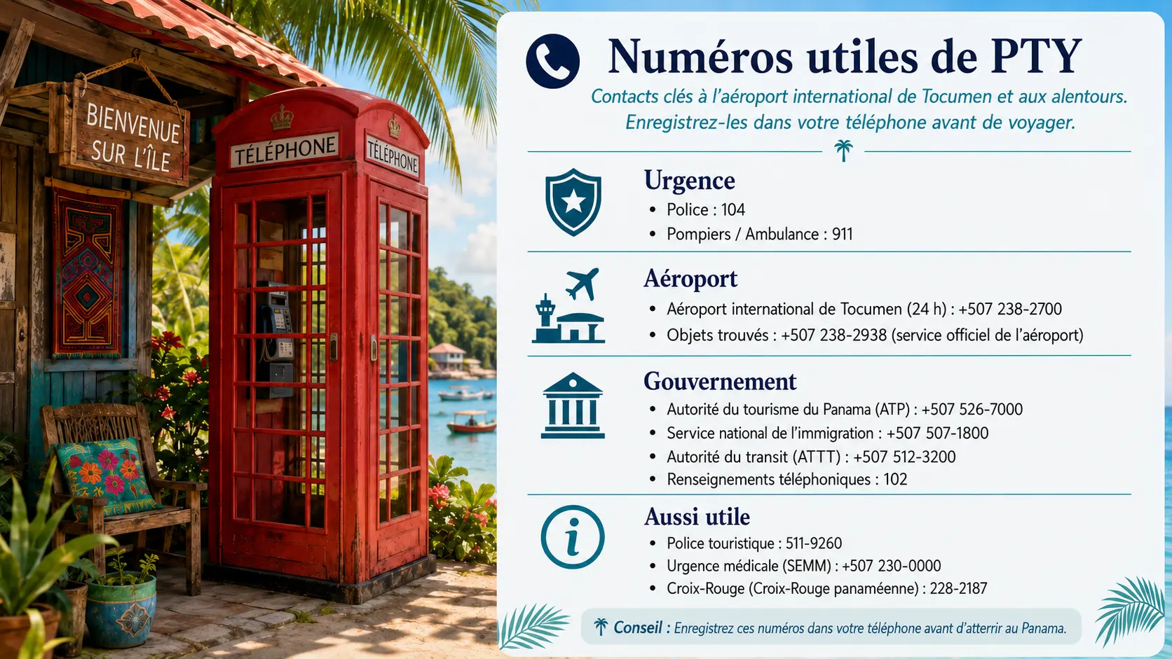 Numéros utiles PTY pour l'aéroport international de Tocumen