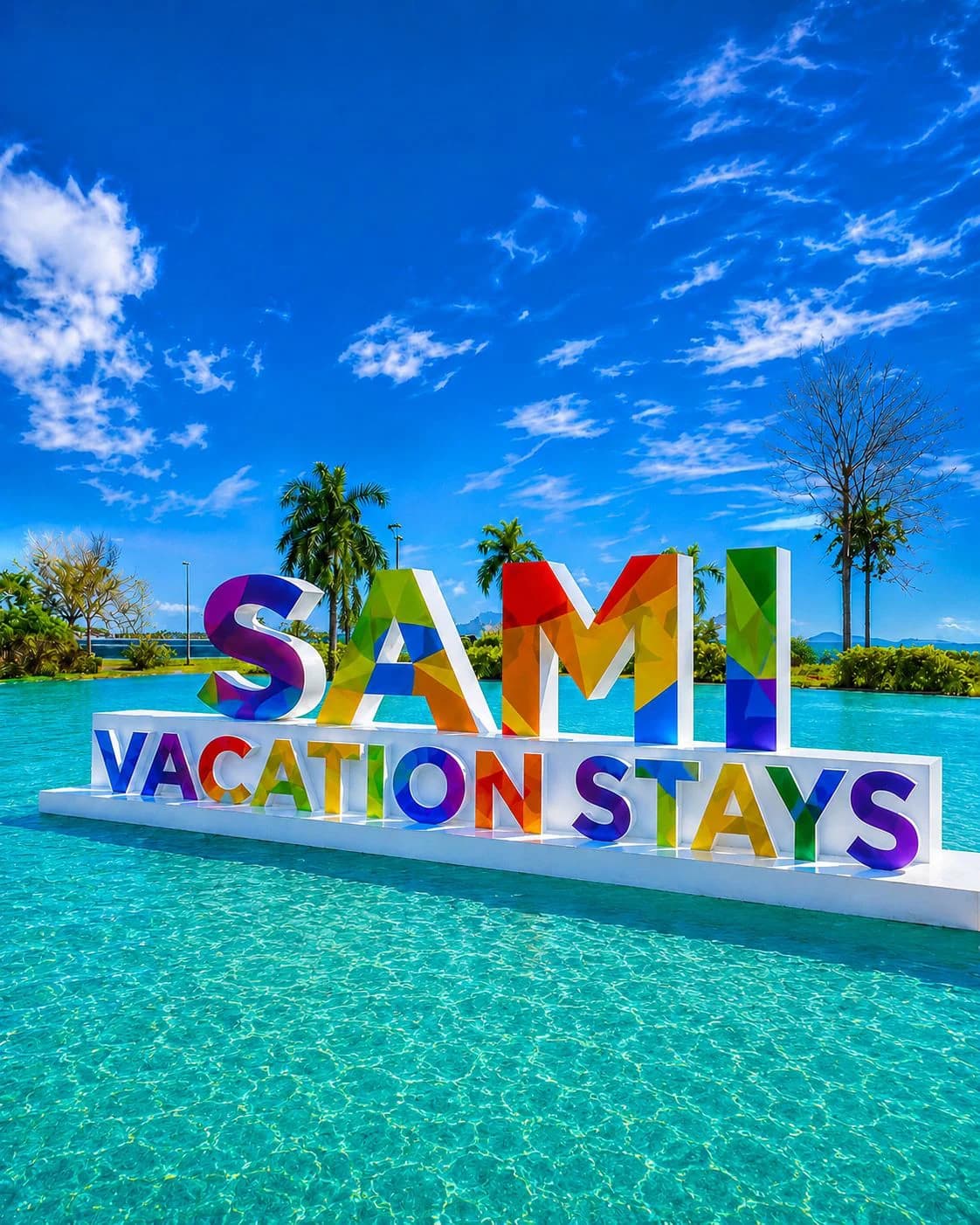 Panama letters by the pool